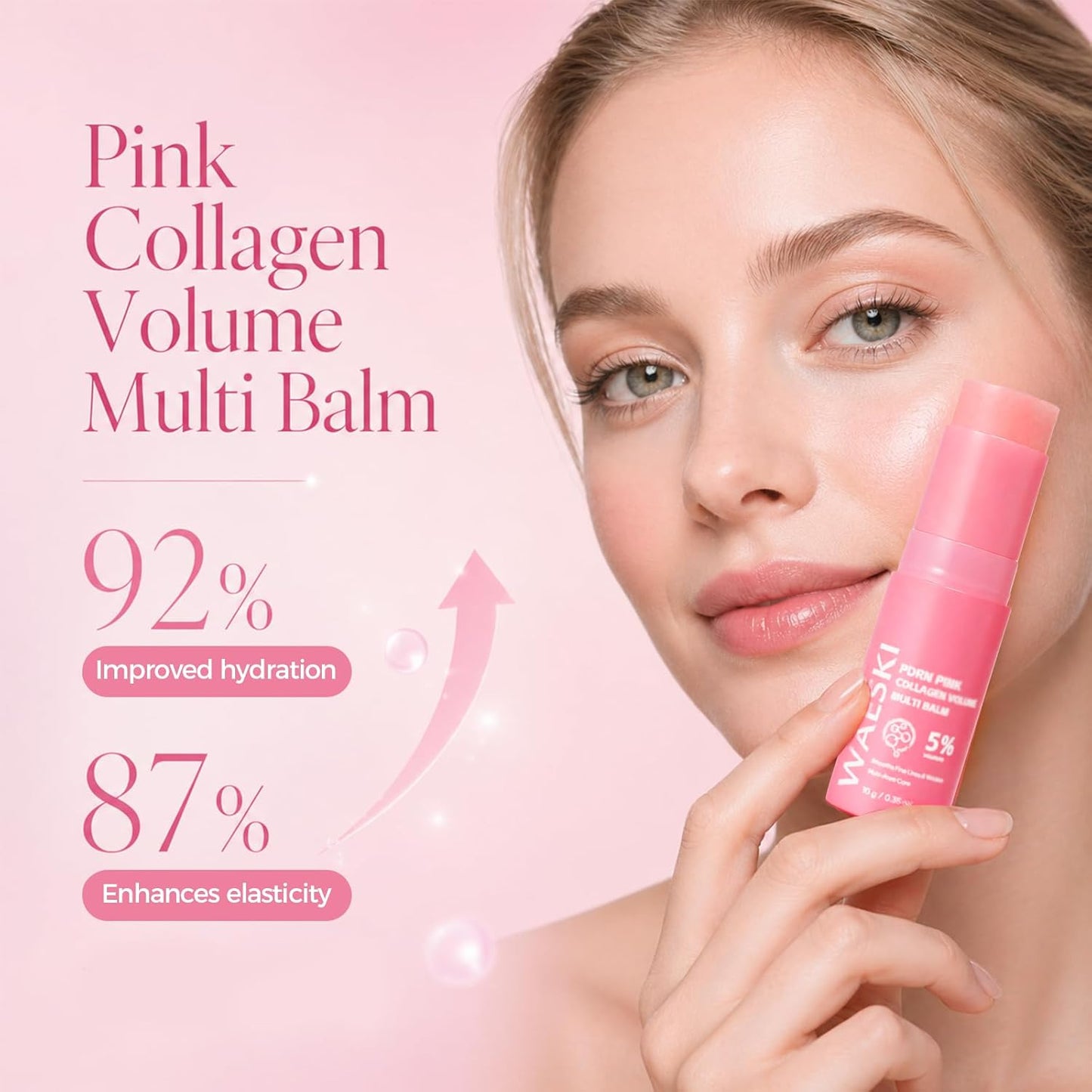 PDRN Pink Collagen Volume Multi Balm, Collagen Plumping Stick for Face, Neck, under Eyes, Lips, Lines Care, Hydrating & Firming Skin (2PCS)