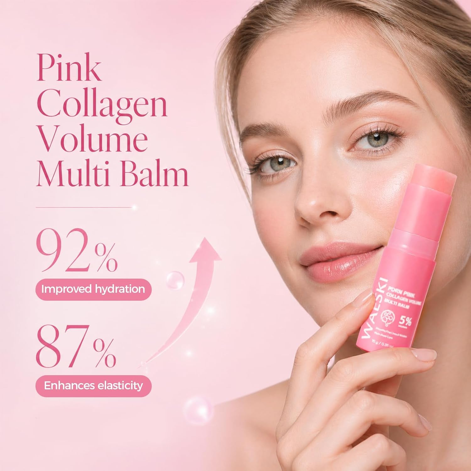 PDRN Pink Collagen Volume Multi Balm, Collagen Plumping Stick for Face, Neck, under Eyes, Lips, Lines Care, Hydrating & Firming Skin (2PCS)
