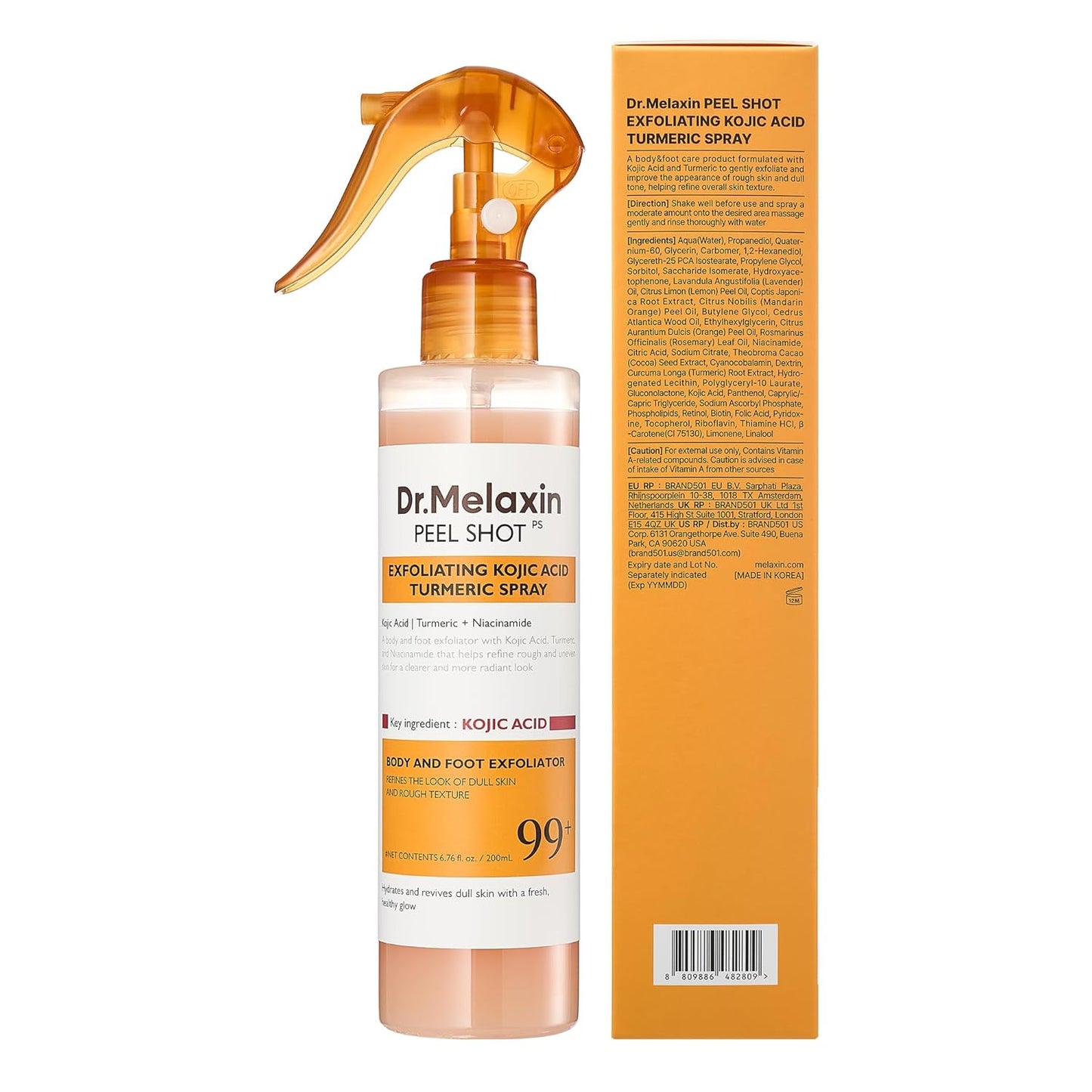 Peel Shot Kojic Acid Turmeric Body Exfoliator Spray 6.76 Fl.Oz