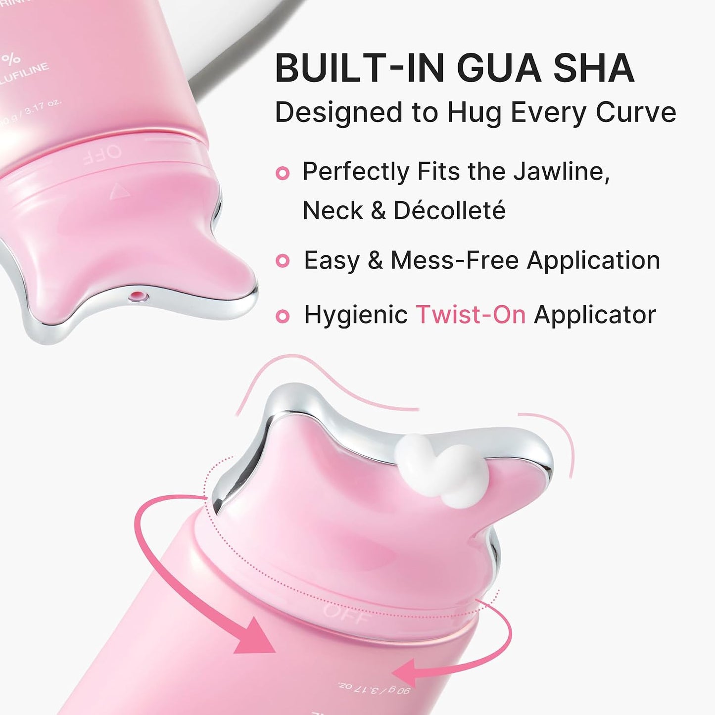 PDRN Collagen Gua Sha Neck Wrinkle Cream | Built-In Gua Sha Massager with Volufiline 5% | Korean Skincare, 3.17 Oz